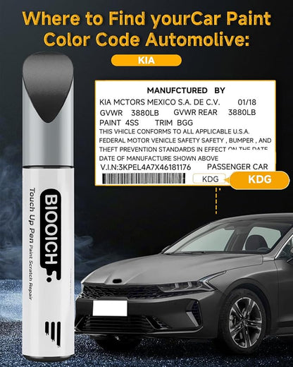 Touch Up Paint Pen Exact Color Match Car Chip and Scratch Repair (for Kia, Gravity Gray(KDG/KDT))