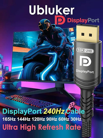 Ubluker 10K 8K DisplayPort 2.1 Cable 54Gbps 50 FT, Certified DP to DP Cord 4K