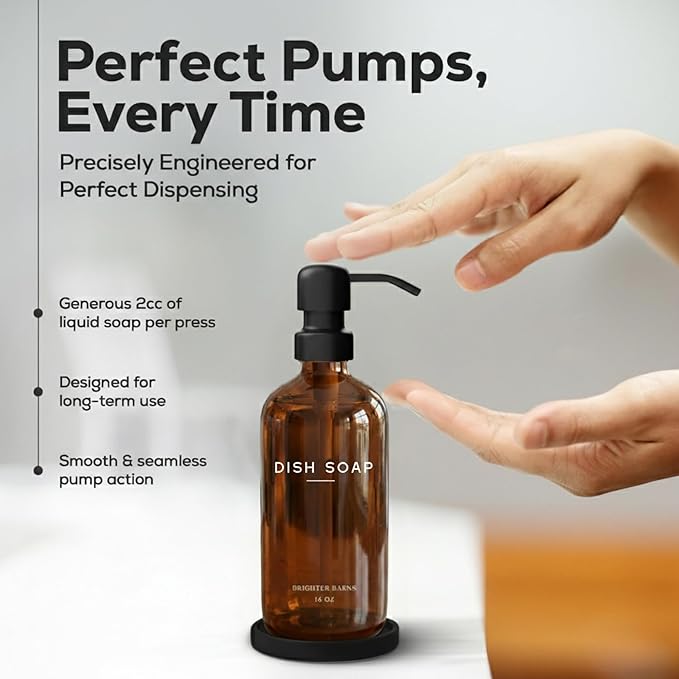 Amber Glass Dish Soap Dispenser