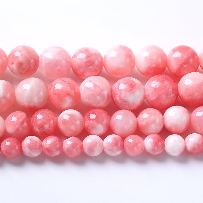 750PCS 10MM Pink Persian Jade Spacer Loose Beads for Jewelry Making DIY Bracelet Necklace 2 Strands