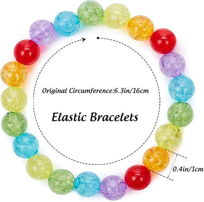 Lorfancy 12 Pcs Girls Beaded Bracelets Rainbow Baby Toddler Cute Friendship Stretchy Costume Jewelry Set