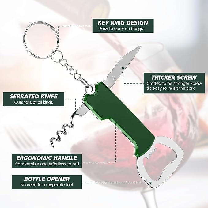 Ziliny 24 Pcs Bottle Opener Keychain Bulk Wine Bottle Beer Opener Keychain