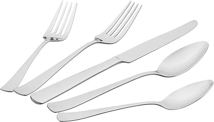 Amazon Basics 20-Piece Stainless Steel Flatware Set with Square Edge, Service for 4, Silver