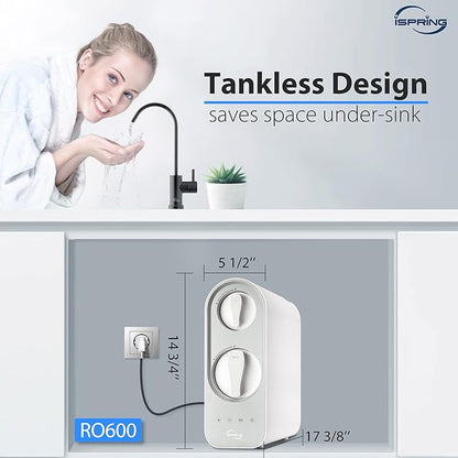 iSpring RO600ORB Tankless Reverse Osmosis System Under Sink, 600 GPD Fast Flow