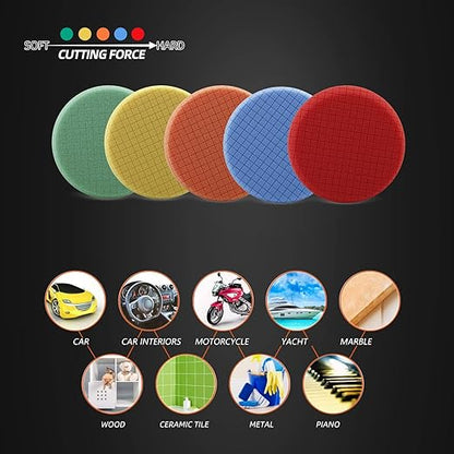 Buffing Polishing Pads, SPTA 5Pcs 7.5 Inch Face for 7 Inch 180mm Backing Plate Mix Cutting Force Buffing Pads Cutting Polishing Pad Kit for Car Buffer Polisher Compounding,Polishing, Waxing-SPTA0010
