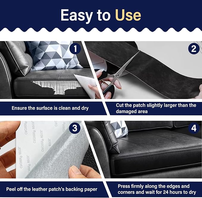Zenyao Leather Repair Patch Tape - Self Adhesive Leather Repair Kit for Car Seat Furniture, Heavy Duty Vinyl Repair Patch for Couch Sofa, Waterproof Fix for Tears, 12x30 Inch Roll, Grey Khaki