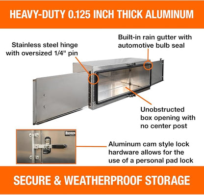 Buyers Products 1763127 Smooth Aluminum Underbody Truck Tool Box With Cam Lock Stainless Steel Double Barn Door, 60 x 24 x 18 Inch, Made In The USA