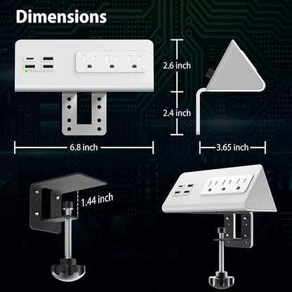 Nightstand Edge Mount Power Strip