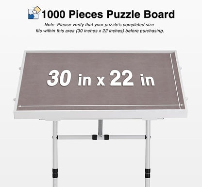1000 Piece Jigsaw Puzzle Board Table with Drawers and Cover, Puzzle Board with Adjustable Angle and Height, Movable Puzzle Table with Legs for Adults, 30''x22'' Board with Storage, 4 Wheels