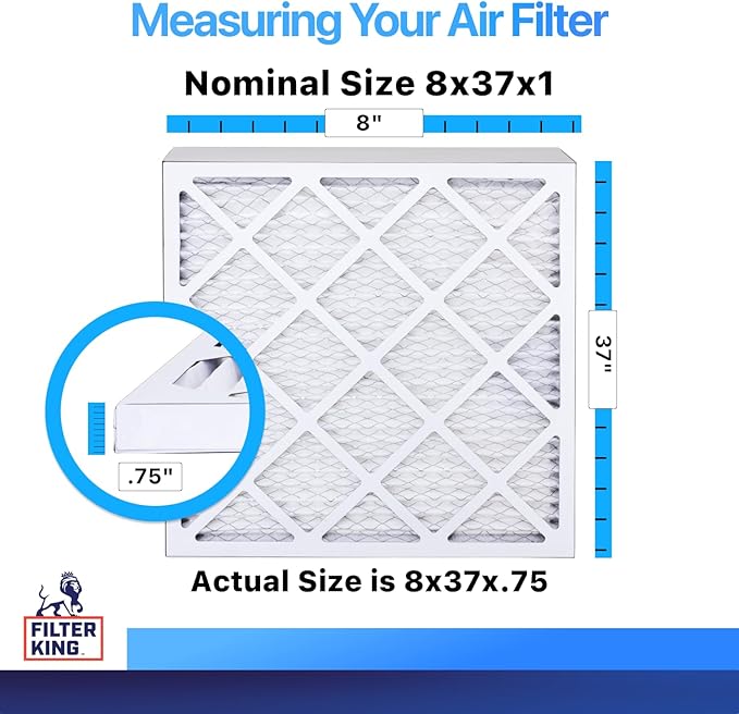 Filter King 8x37x1 Air Filter | 4-PACK | MERV 8 HVAC Pleated A/C Furnace