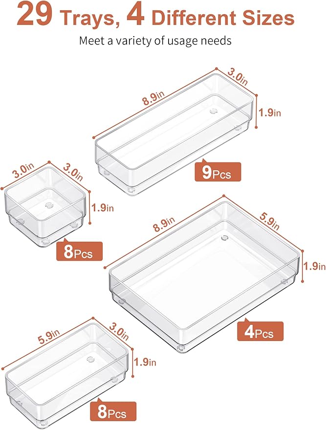 SMARTAKE 29-Piece Drawer Organizer