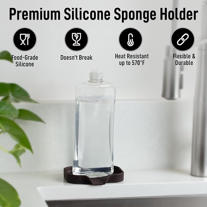 Zulay Kitchen Small Silicone Sponge Holder – Space-Saving Sink Organizer Tray