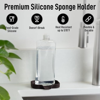 Zulay Kitchen Small Silicone Sponge Holder – Space-Saving Sink Organizer Tray