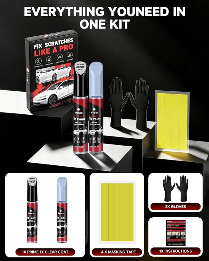 Crystal White Tricoat G1W/WA140X for Cadillac Touch Up Paint Kit[2K Clear Coat Included],Exact Color Match Touch Up Paint for Chip and Scratch
