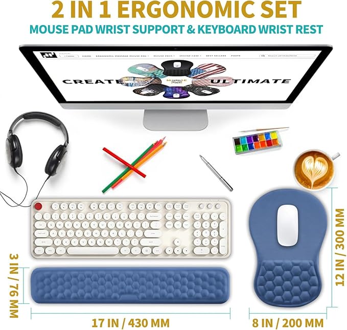 Hokafenle 2 in 1 Ergonomic Mouse Pad Wrist Support & Wrist Rest