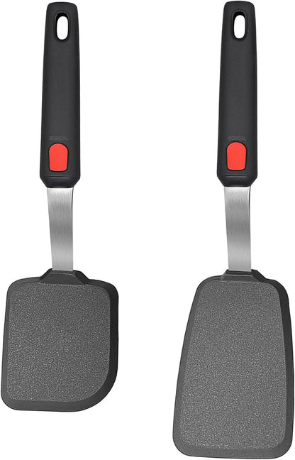 2 Pack Silicone Spatula Turner, 600°F Heat Resistant Kitchen Spatula Set for Nonstick Cookware, Cooking Utensil Set for Egg Pancake Flipper/Heat Resistant Silicone Grip