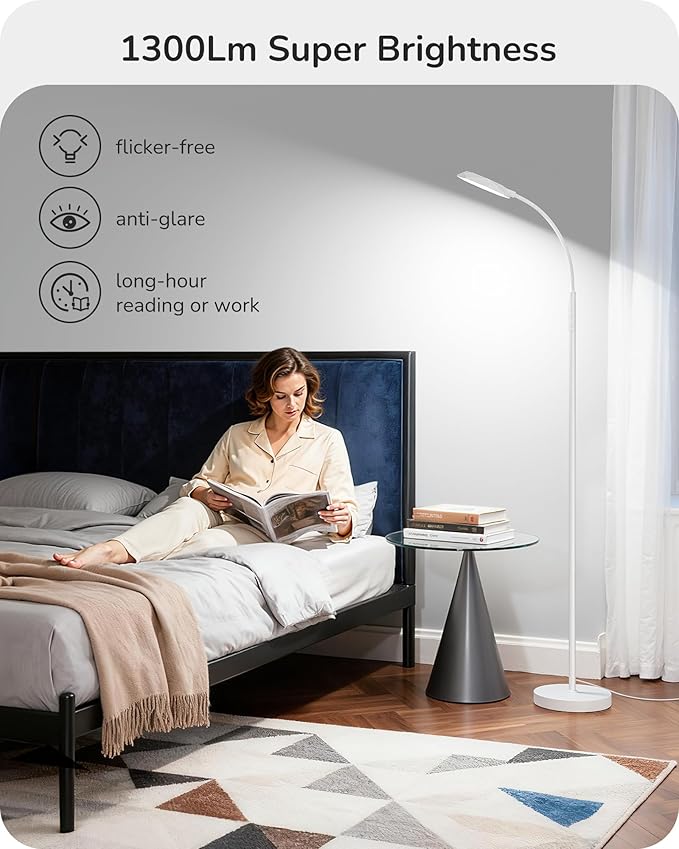 EDISHINE Gooseneck Floor Lamp, 1300LM LED Floor Lamps