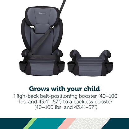 Safety 1st Grow and Go 2-in-1 Booster Car Seat with ComfortWings, Converts High-Back to Backless, 19" Wide, Slim Design, Lightweight, Foldable, Easy-Clean, Cup Holders, 40-100 lbs, Sea Serpent
