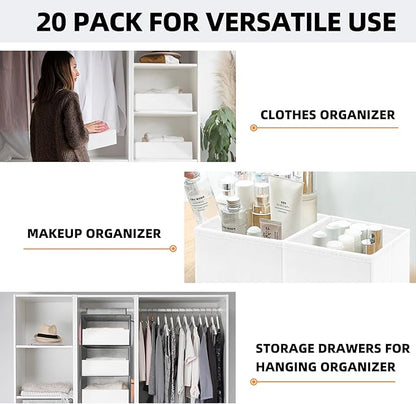 【FAMILY PACK】Drawer Organizer Clothes, 20 Pack Dresser Organizer Bins
