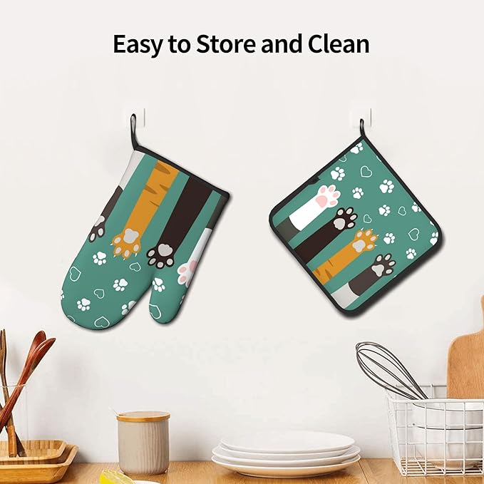 Cat Oven Mitt Potholders Sets