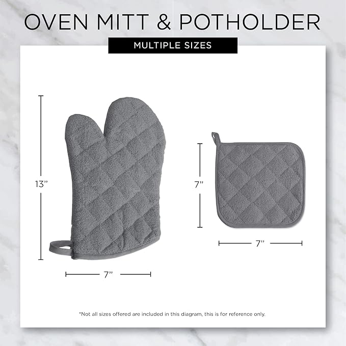 DII Basic Terry Collection Quilted 100% Cotton, Stonewash Blue, 3 Piece