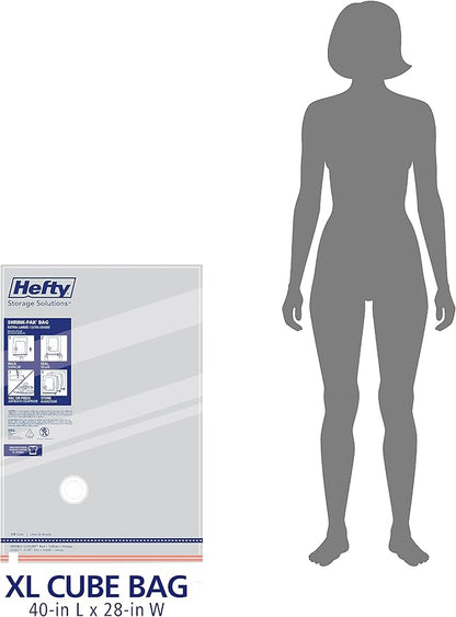 Hefty Shrink-Pak Vacuum Storage Bags - Space Saver for Under Bed Storage, Clothing and Comforters, Odor Resistant, 3X More Storage Space - 3 XL Cubes Bags