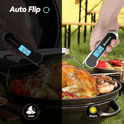 0.5 Sec Instant Read Meat Thermometer Digital with ±0.5℉ Precision, Food Thermometer for Cooking Kitchen Gadgets, Oven Grill Candy BBQ Essentials Accessories, Gifts for Him Dad Men Birthday, White