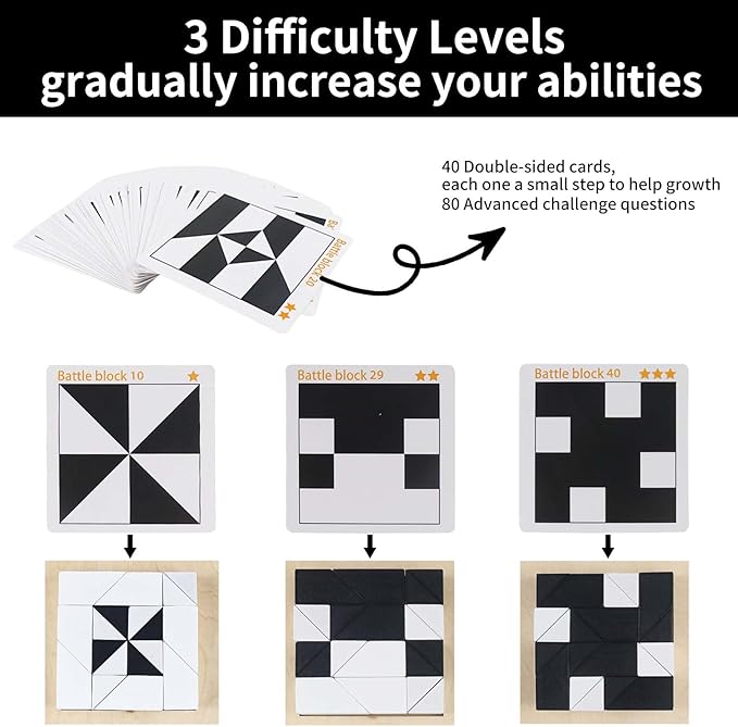 Brain Teaser Puzzles, Block Puzzle, Battle Blocks Game, 40 Challenge, Teens, IQ Test Mind Puzzle Toys, Birthday Gifts for Adult, Best Gifts