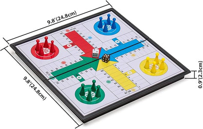 Magnetic Ludo Travel Game Set – 9.8" Folding Board for Classic Portable Strategy Play – Yellow Mountain Imports