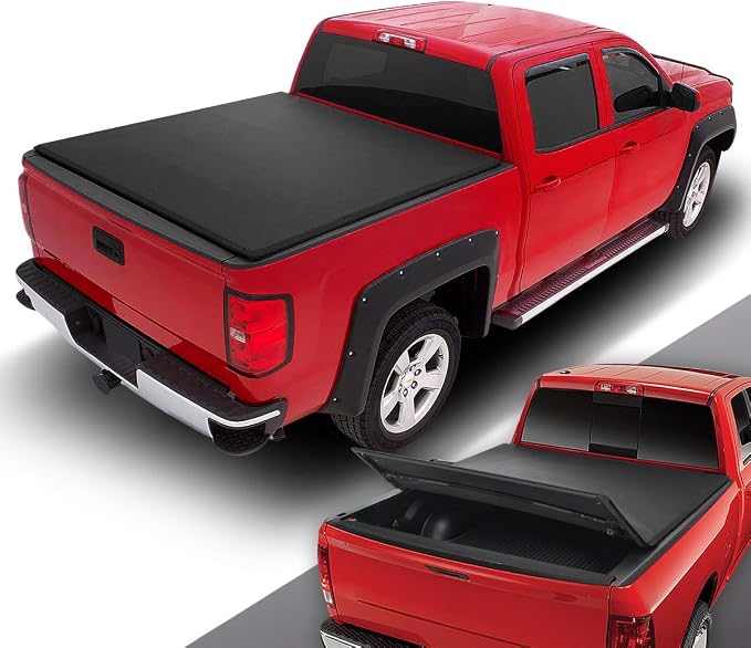 DNA Motoring Truck Bed Soft Tri-Fold Adjustable Tonneau Cover Compatible with 94-04 S10 / Sonoma 6 Feet Fleetside Bed, TTC-TRISOFT-040
