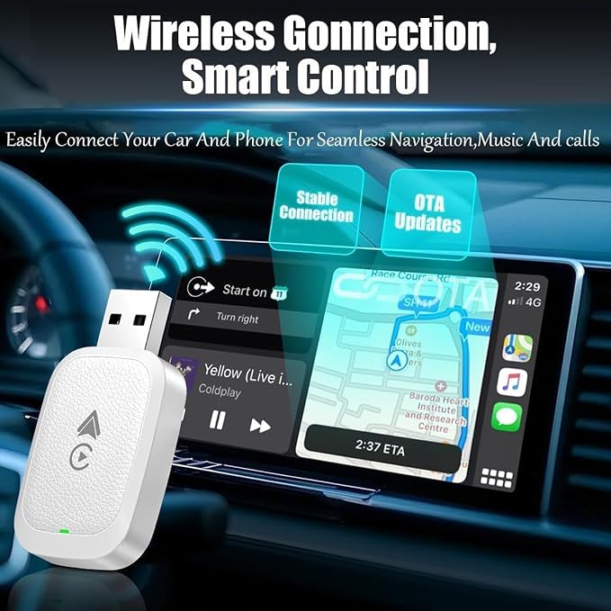 Wireless Carplay Adapter for Ford Focus 2017 2018 2019, 2 in 1 Android Auto/Carplay Wireless Adapter Auto Reconnect Accessories,Black
