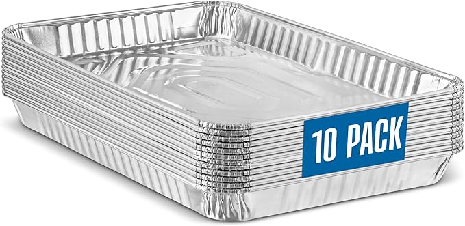 PLASTICPRO Aluminum Pans 10 Pack Disposable Cookie Sheets 9'' x 13'' Baking