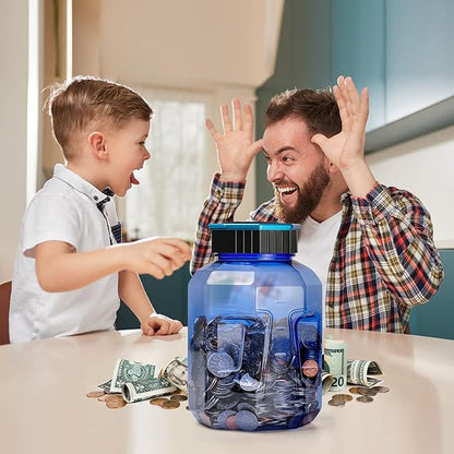 X-Large Piggy Bank for Adults Kids, Vcertcpl Digital Coin Counting Bank with LCD Counter, 2.4L Capacity, Great Coin Counter Bank Money Counting Jar with Total Amount Displayed (Blue2, X-Large)