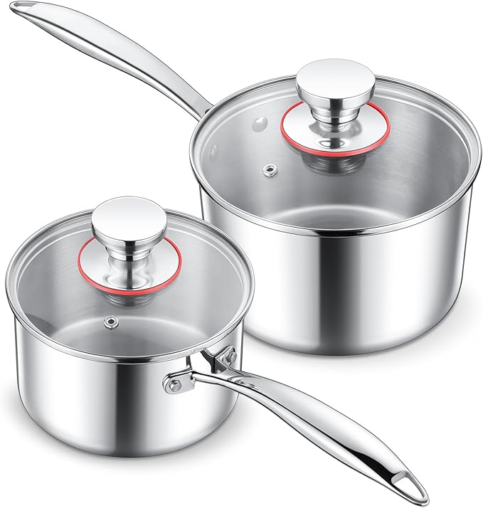 E-far Stainless Steel Saucepan Set - 1Qt & 2 Qt