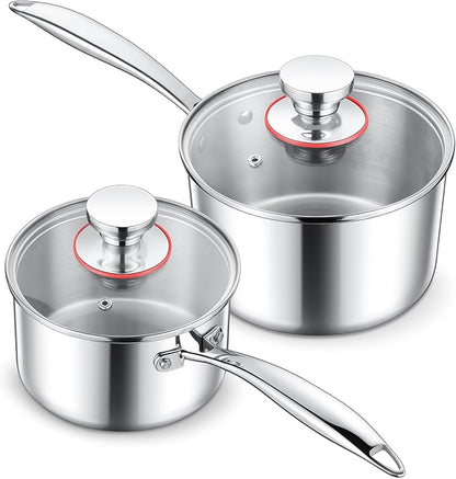 E-far Stainless Steel Saucepan Set - 1Qt & 2 Qt