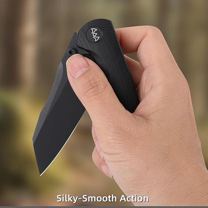 Folding Pocket Knife, 3.35" 14C28N Blade G10 Handle EDC Knife with Liner Lock, Small Pocket Knife with Clip for Men, Sharp Camping Hiking Hunting Survival Knives (Black)