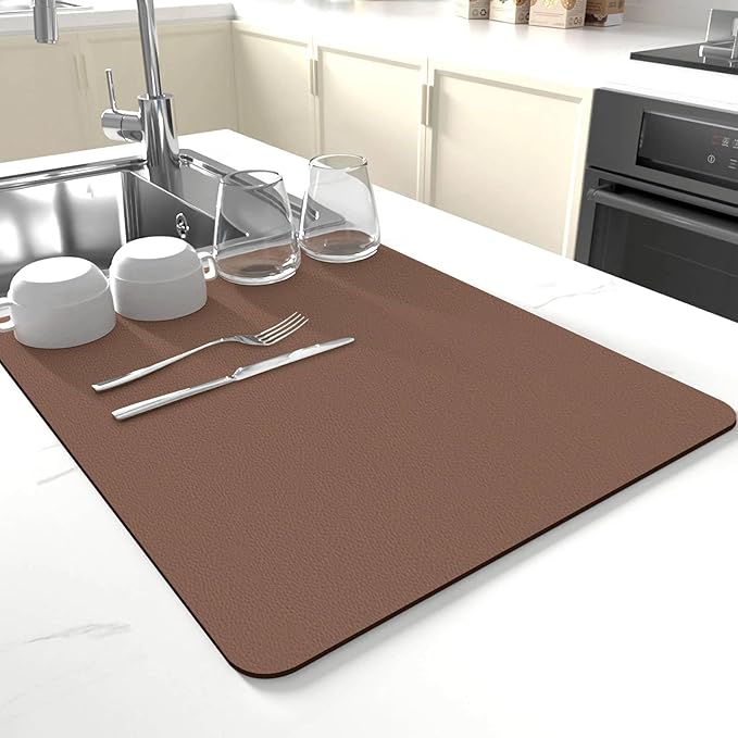 Dish Drying Mat for Kitchen Counter, Drying Mat for Dish Rack, Absorbent Hide