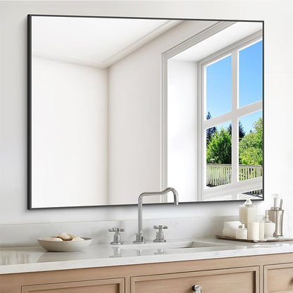 Black Bathroom Mirror for Wall, 30x36 Inch Rectangle Mirrors