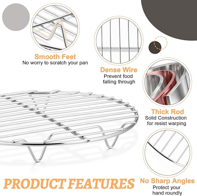 P&P CHEF Round Cooking Rack, Fits Air Fryer/Stockpot/Pressure Cooker/Round Cake