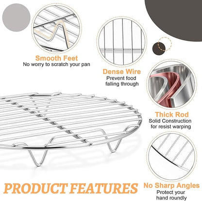 P&P CHEF Round Cooking Rack, Fits Air Fryer/Stockpot/Pressure Cooker/Round Cake