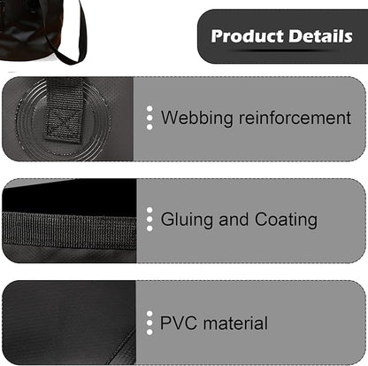 Collapsible Bucket with Handle, Lightweight Folding Water Container, Portable Collapsible Bucket for Fishing, Camping, Hiking, Backpacking, Outdoor Survival, Car Washing Black 20L