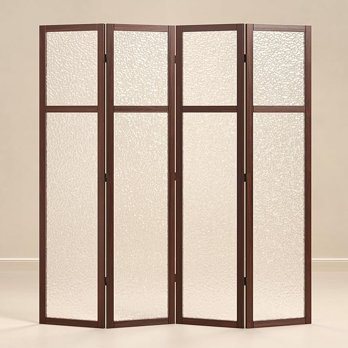 Acrylic Room Divider, 4-Panel Freestanding Partition Screen, Frosted