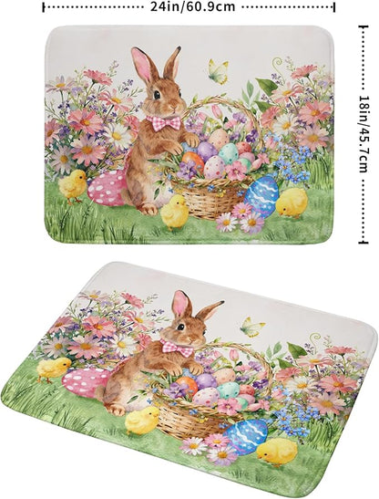 Easter Rabbit Eggs Dish Drying Mat