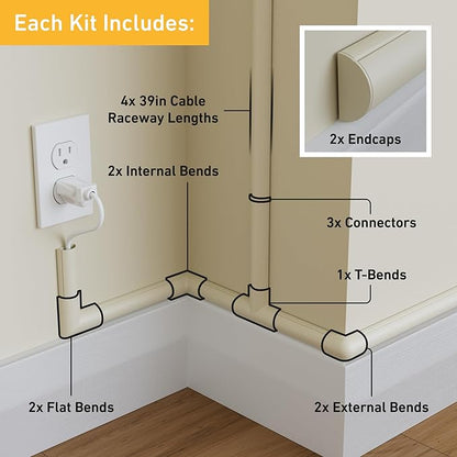 D-Line 13.12ft Cord Hider Kit, Patented Cable Cover, Hide Wires on Wall