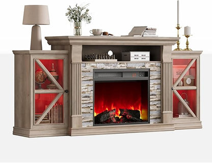 QUW Electric Fireplace TV Stand, Modern TV Console Table