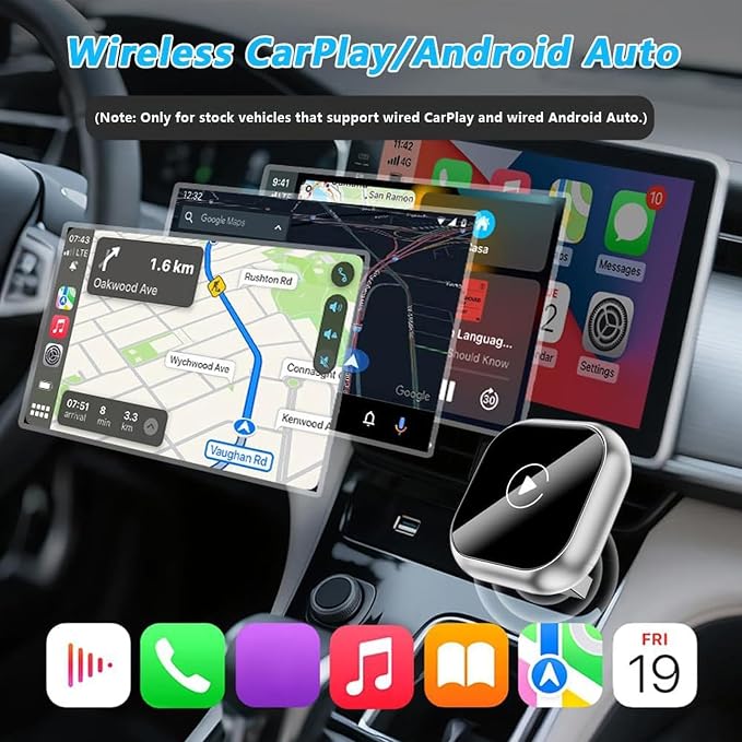 Wireless CarPlay Adapter for Toyota RAV 4 RAV4 2019-2026 2027, 2026 Upgraded Mini Plug & Play USB Fast Stable Connection 3–5s Auto Connect, B/Gold