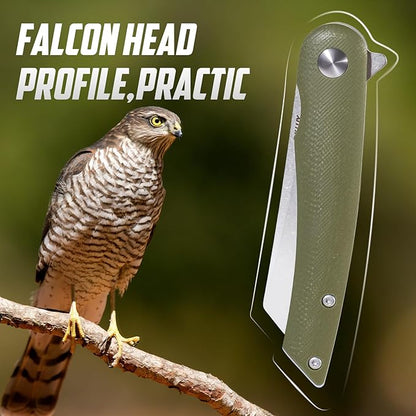 Folding Pocket Knife, 2.79??14C28N Steel Blade Micarta Handle Flipper Liner Lock Small Praxis EDC Folding Knife, Sharp Camping Outdoor Survival Knives for Men Women (Green)