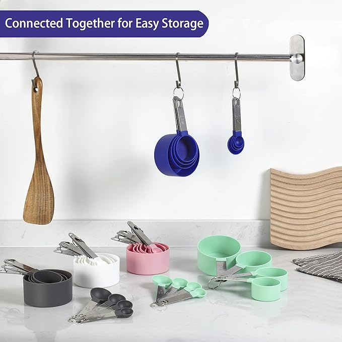 Measuring Cups and Spoons Set of Huygens Kitchen Gadgets 10 Pieces, Stackable