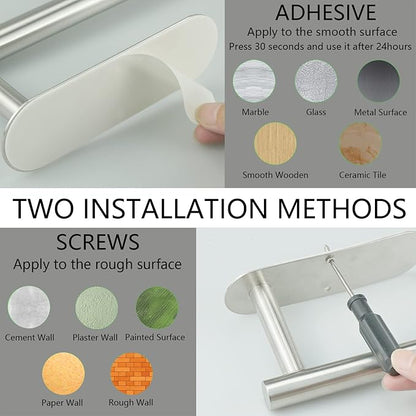 Paper Towel Holder with 2 Hooks-Under Cabinet Paper Towel Holder