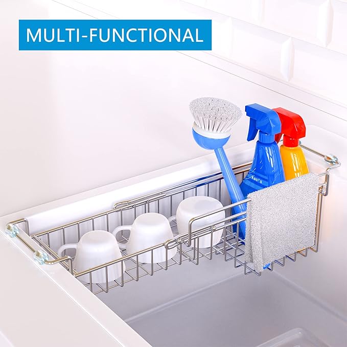 Over The Kitchen Sink Caddy Sponge Holder Organizer Drying Rack Expandable